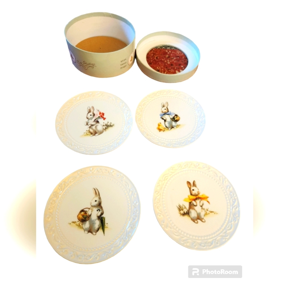 Grasslands Road Easter greetings mini appetizer plates, 6" set of 4.